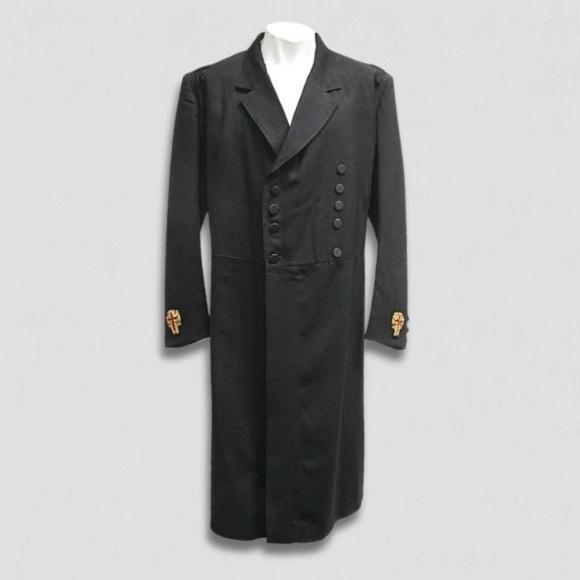 Antique Knights Templar Count Coat Masonic Gothic Cross Ceremonial Black Sz S - Picture 1 of 16